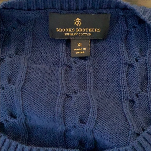 Blue Cable Knit Brooks Brothers Sweater XL - Picture 2 of 3